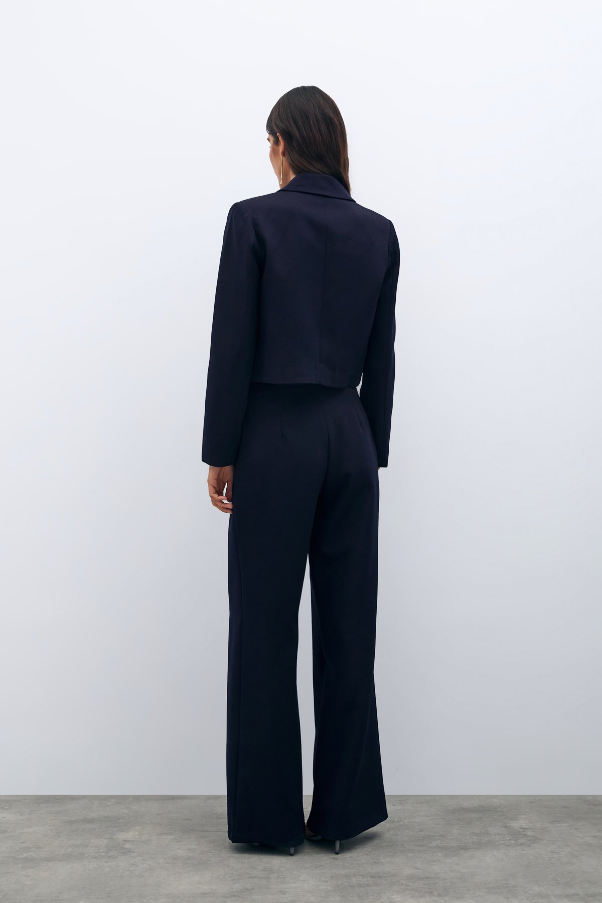 Cep Taş Detaylı Kısa Ceket - LACİVERT