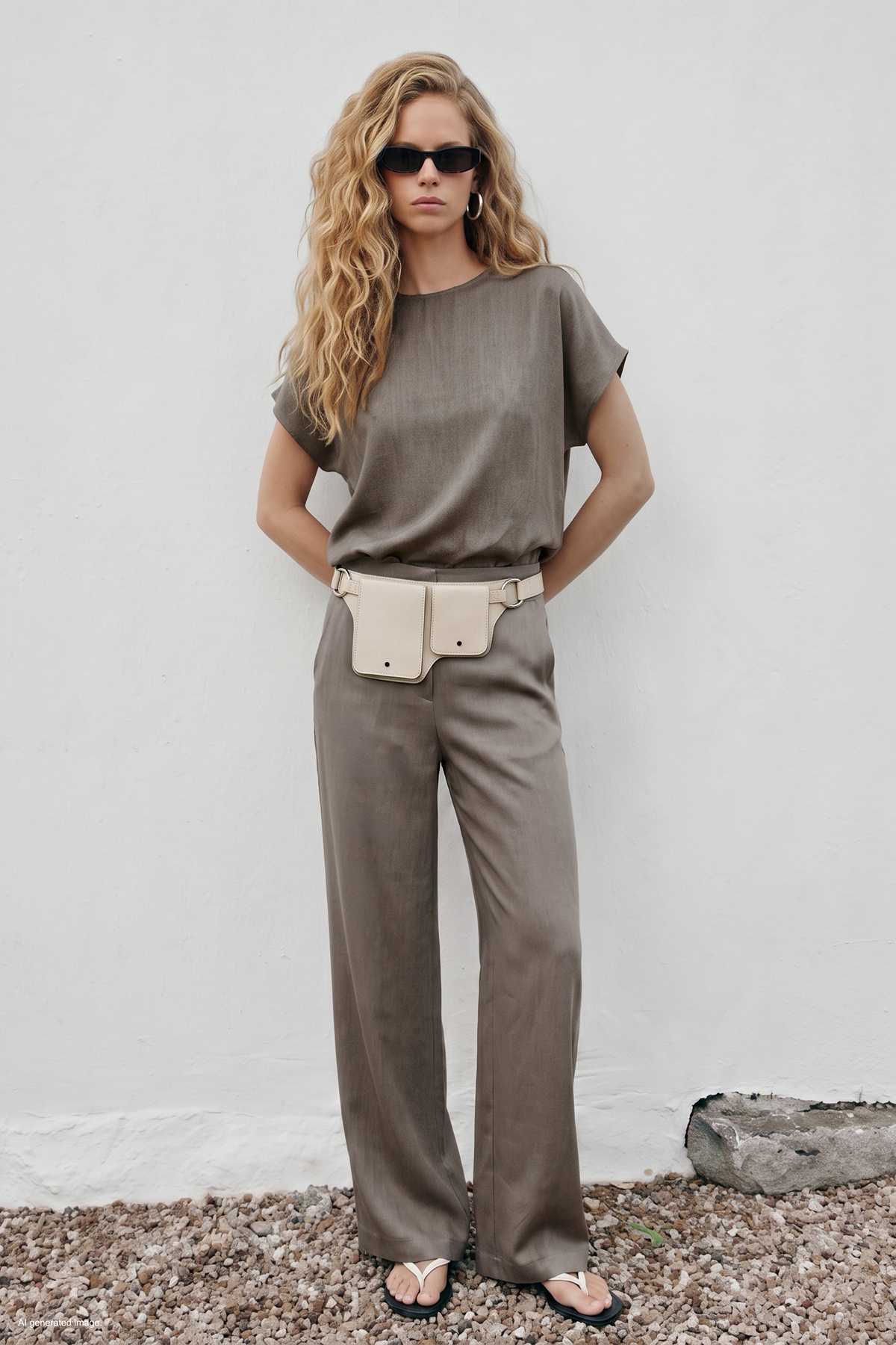 Pocketed Loose Trousers - Mınk