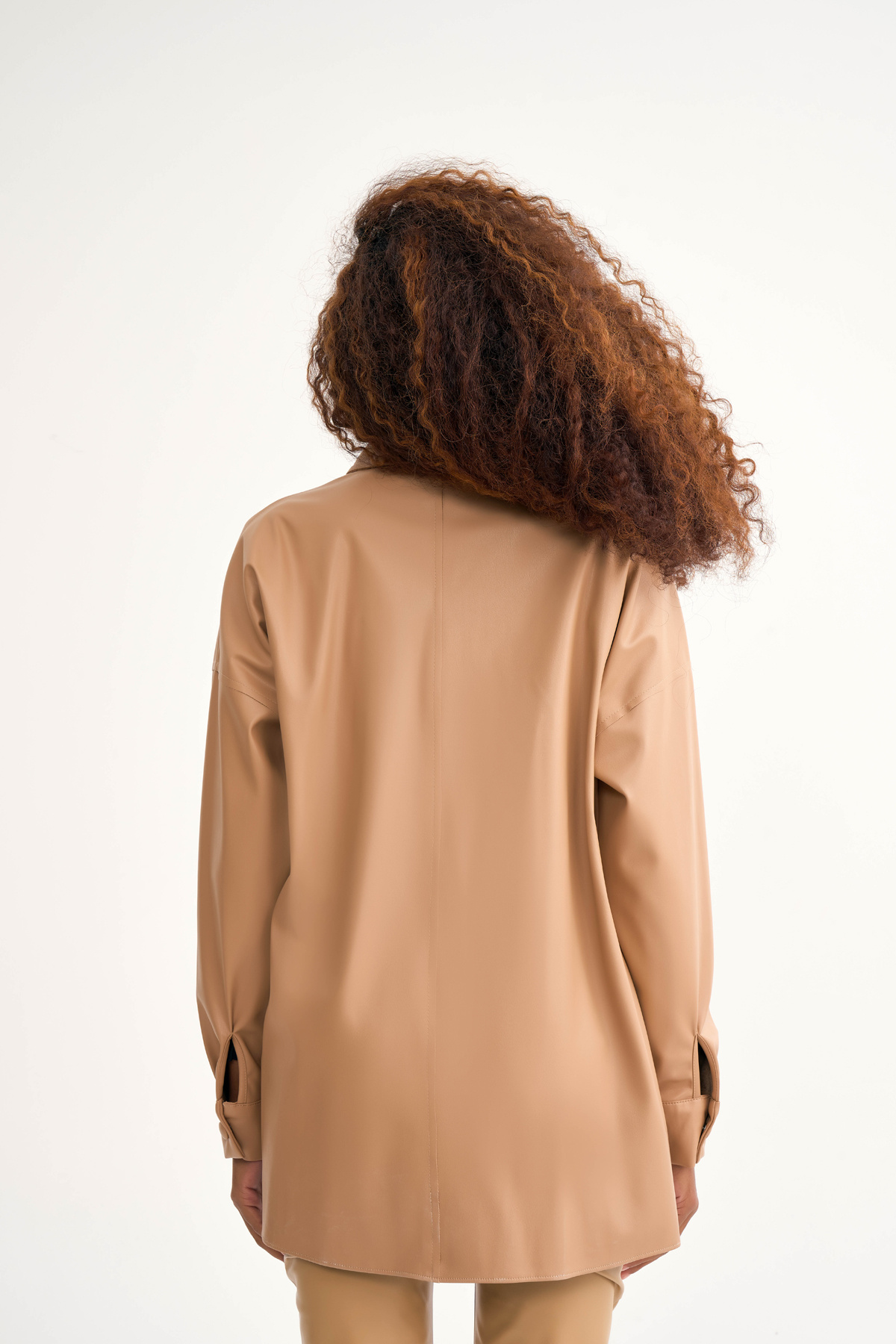 Cepli deri gömlek ceket - BEJ