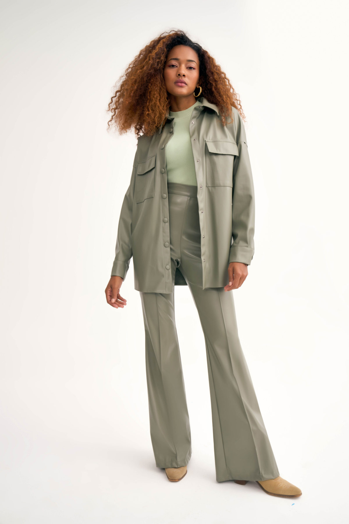 Cepli deri gömlek ceket - MİNT