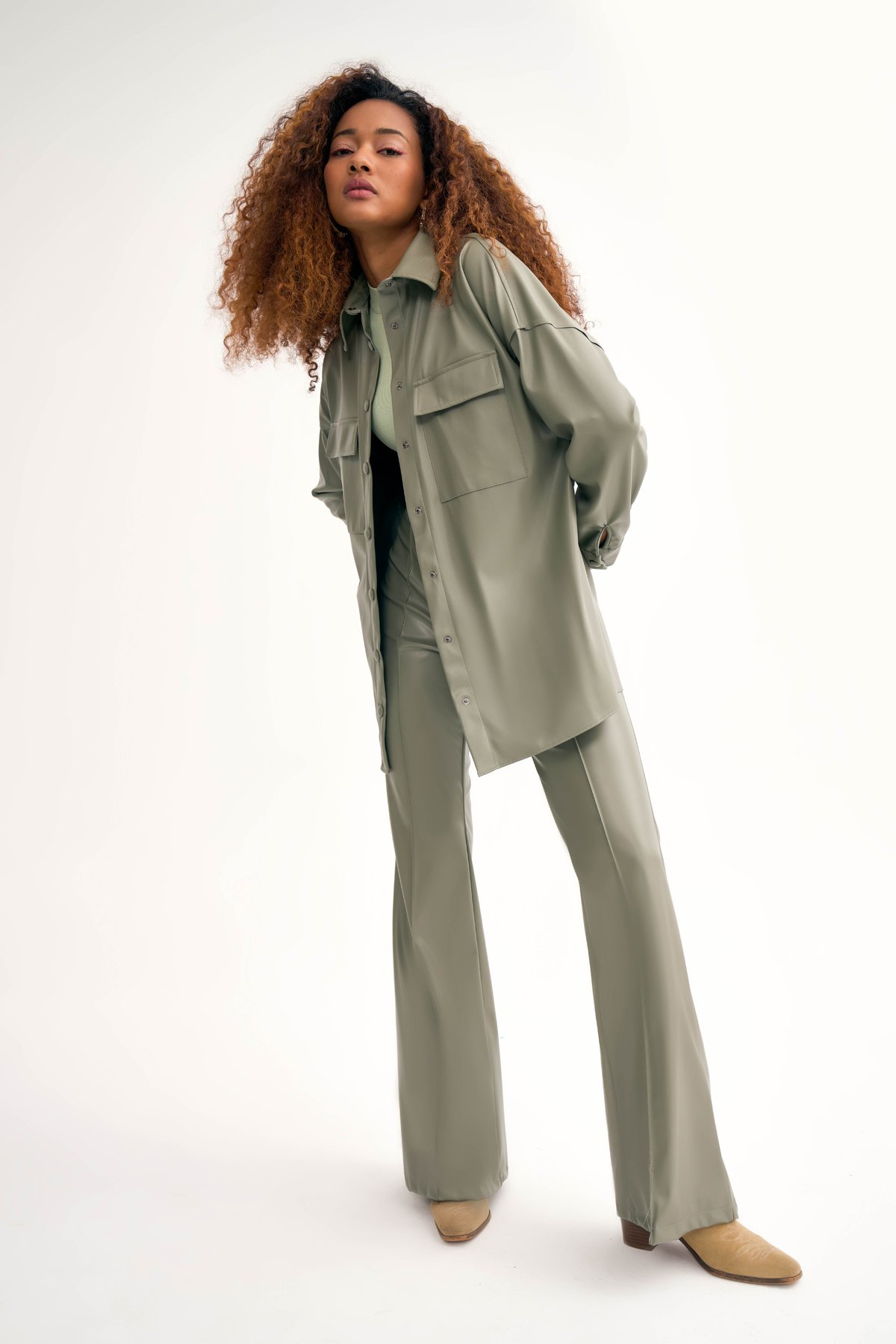 Cepli deri gömlek ceket - MİNT