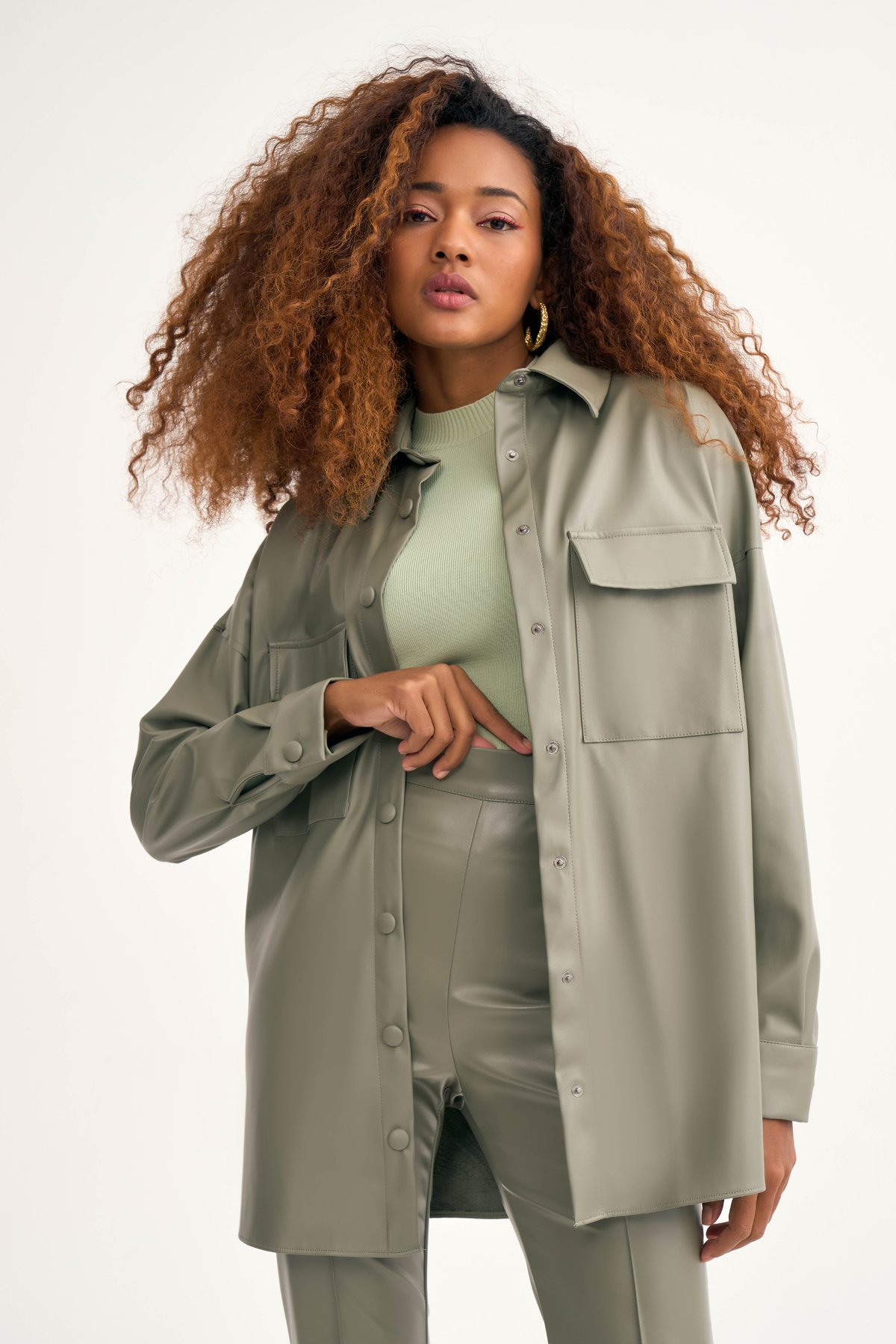 Cepli deri gömlek ceket - MİNT