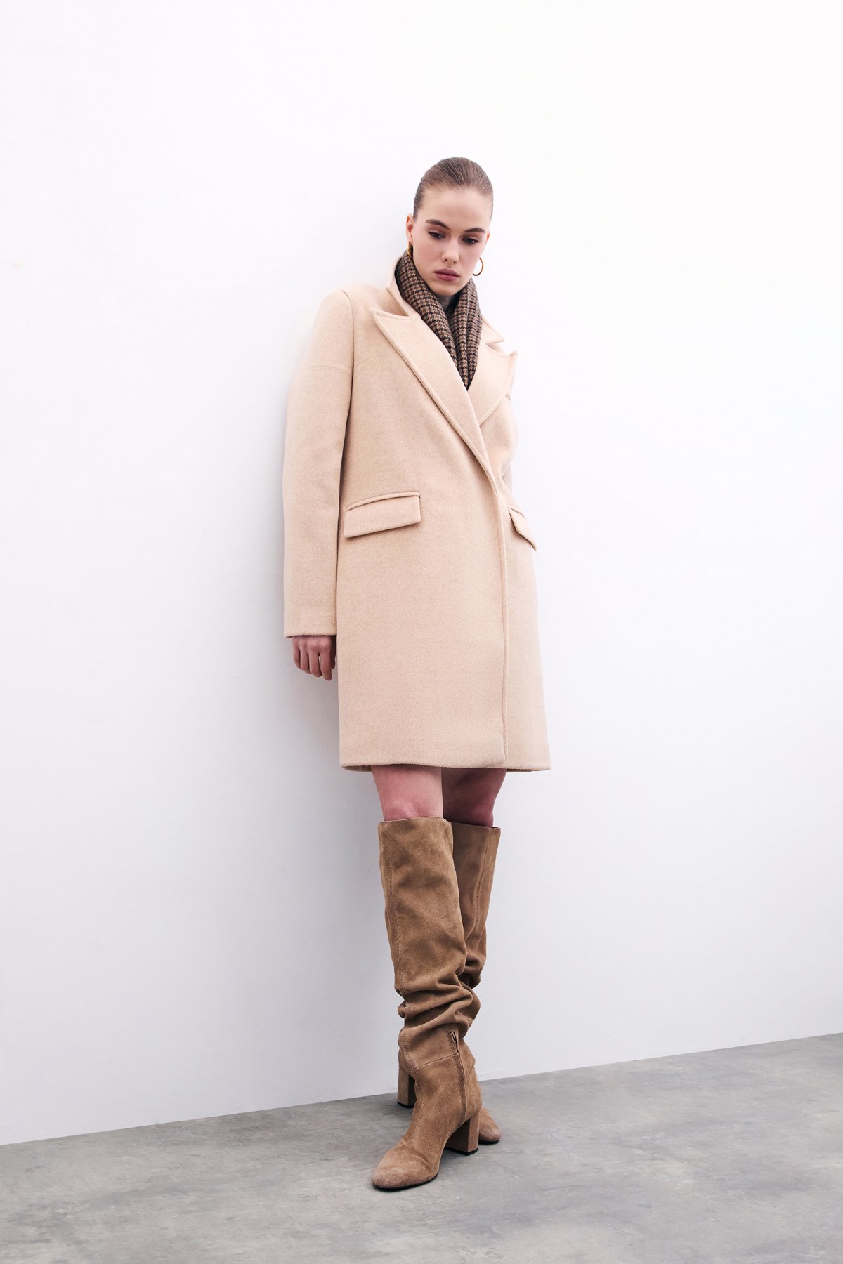 Cepli Kaşe Kaban - Bej