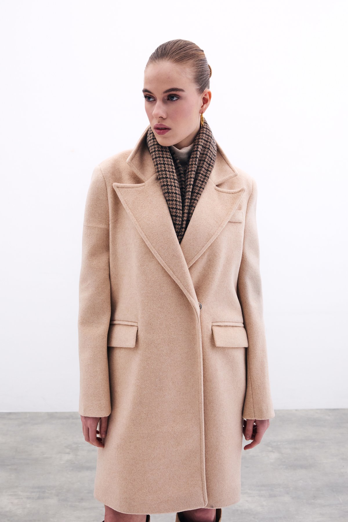 Cepli Kaşe Kaban - Bej