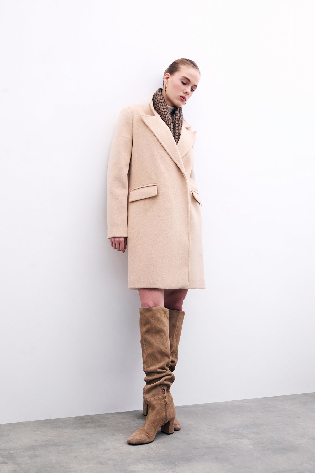 Cepli Kaşe Kaban - Bej