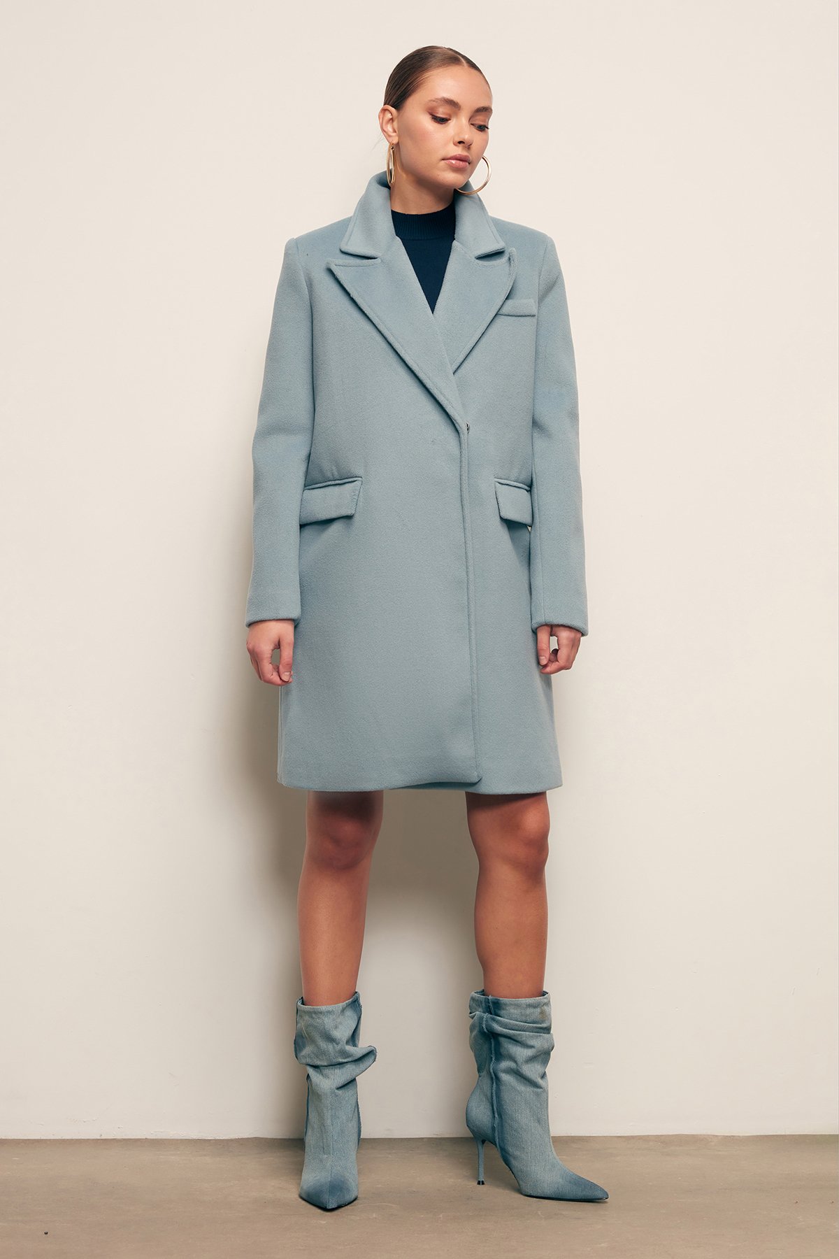 Cepli Kaşe Kaban - MAVİ