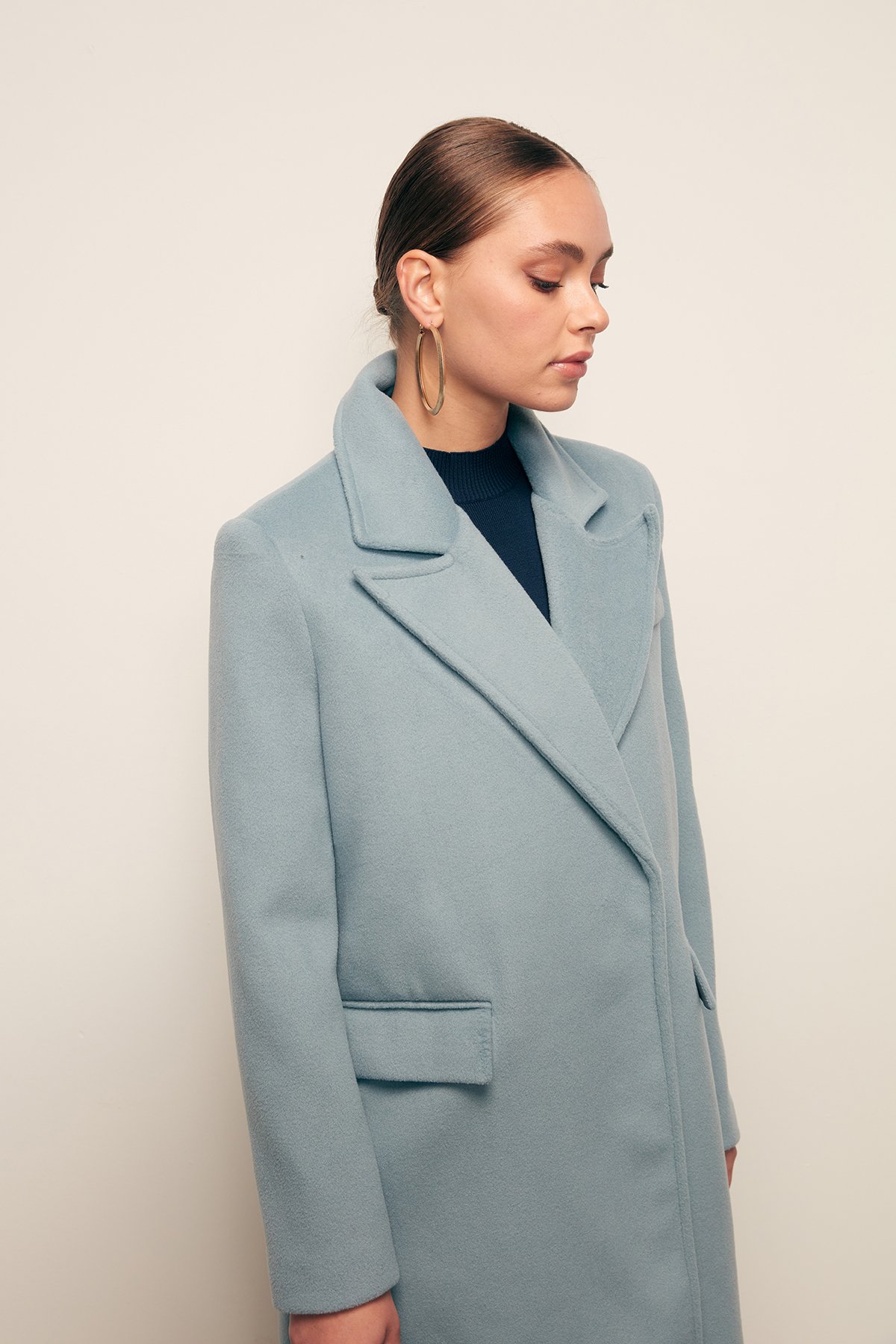 Cepli Kaşe Kaban - MAVİ