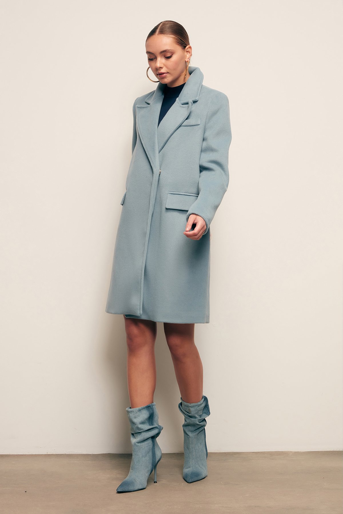 Cepli Kaşe Kaban - MAVİ