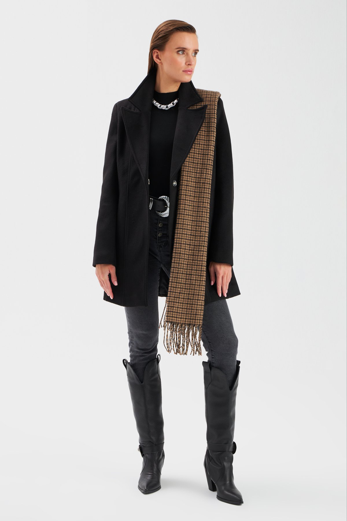 Cepli Kaşe Kaban - SİYAH