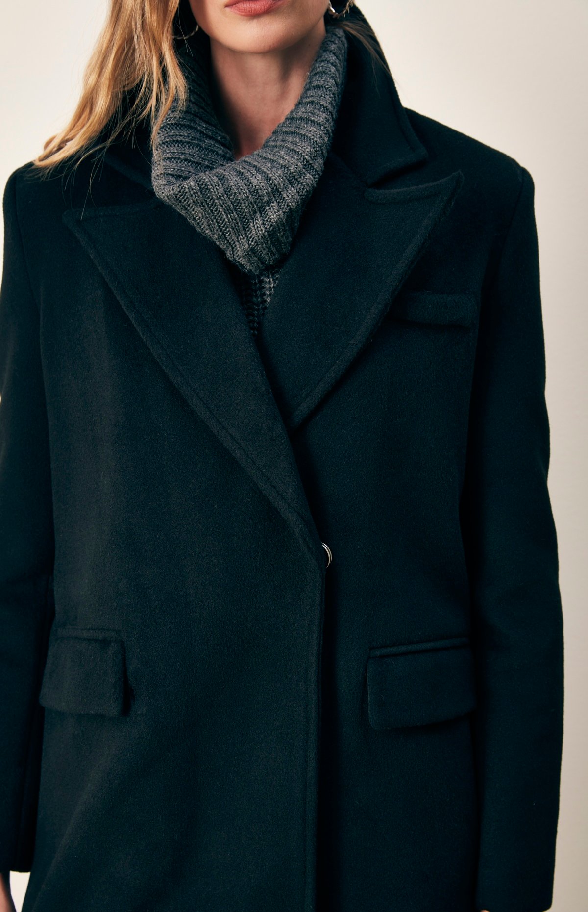 Pocketed Cachet Coat - BLACK