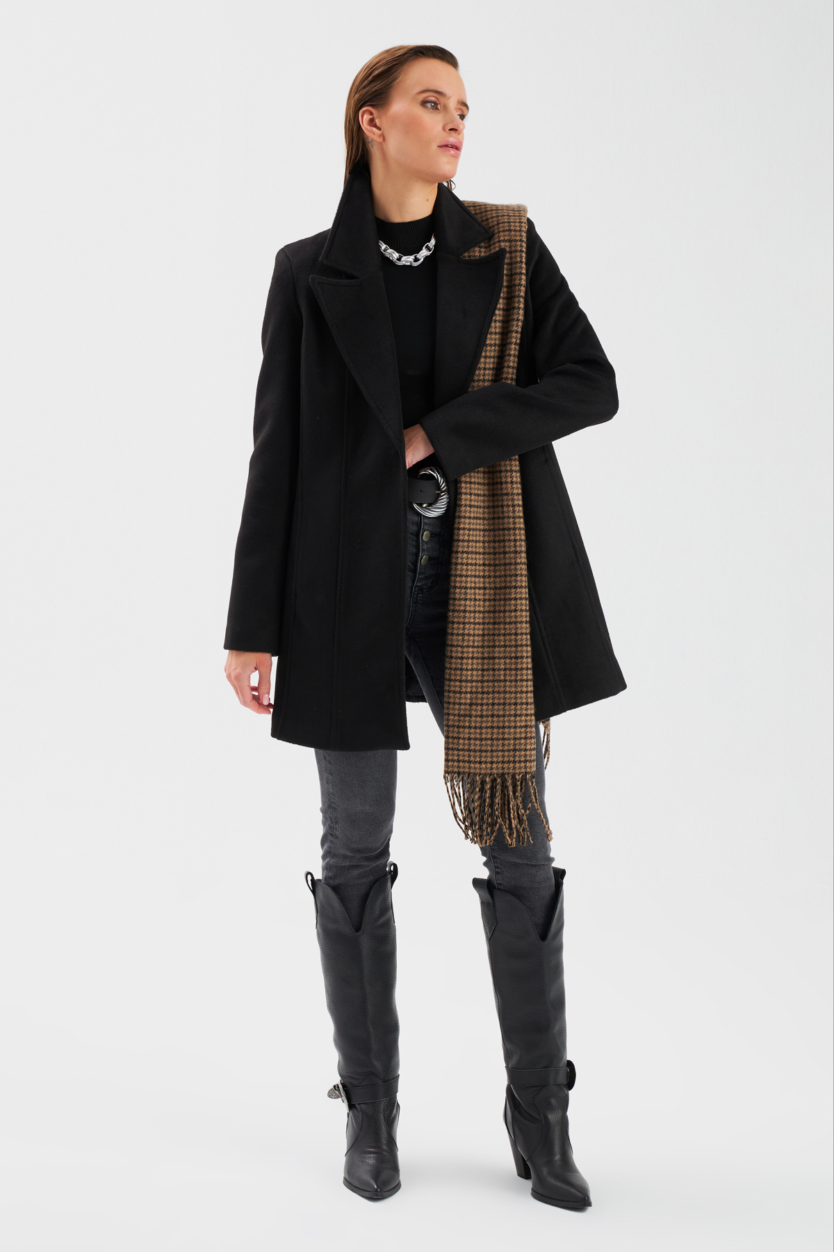 Cepli Kaşe Kaban - SİYAH