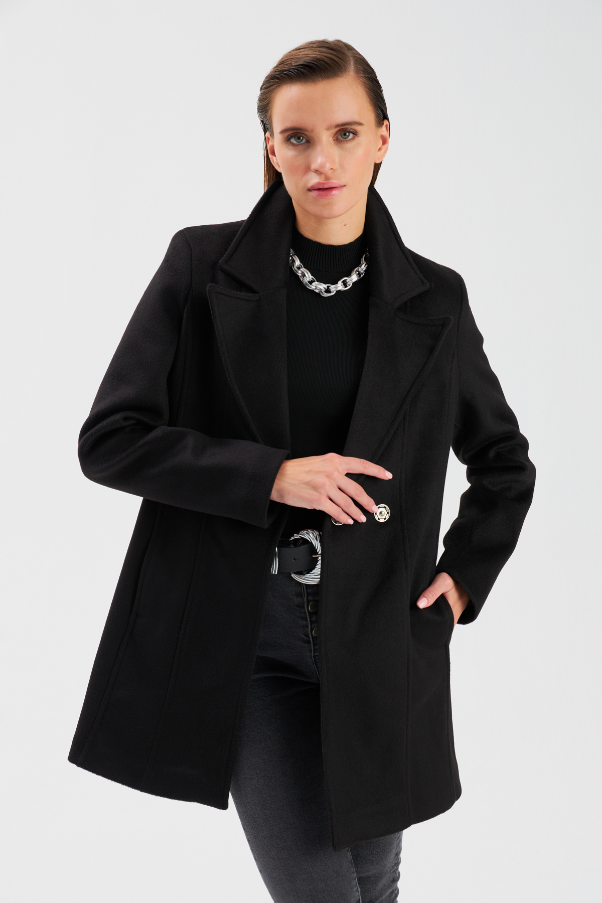 Cepli Kaşe Kaban - SİYAH