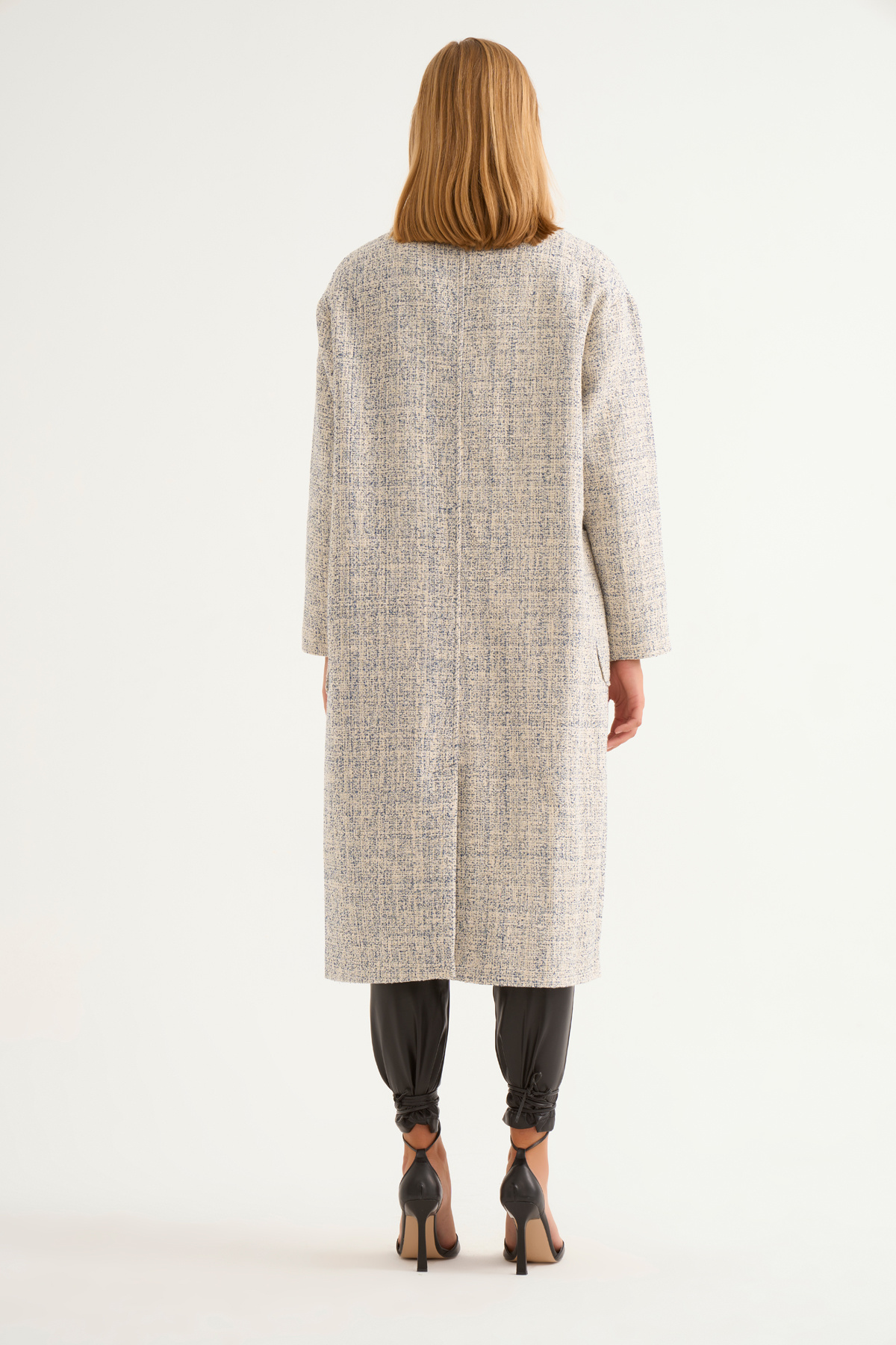 Cepli kırçıllı oversize kaban - İNDİGO