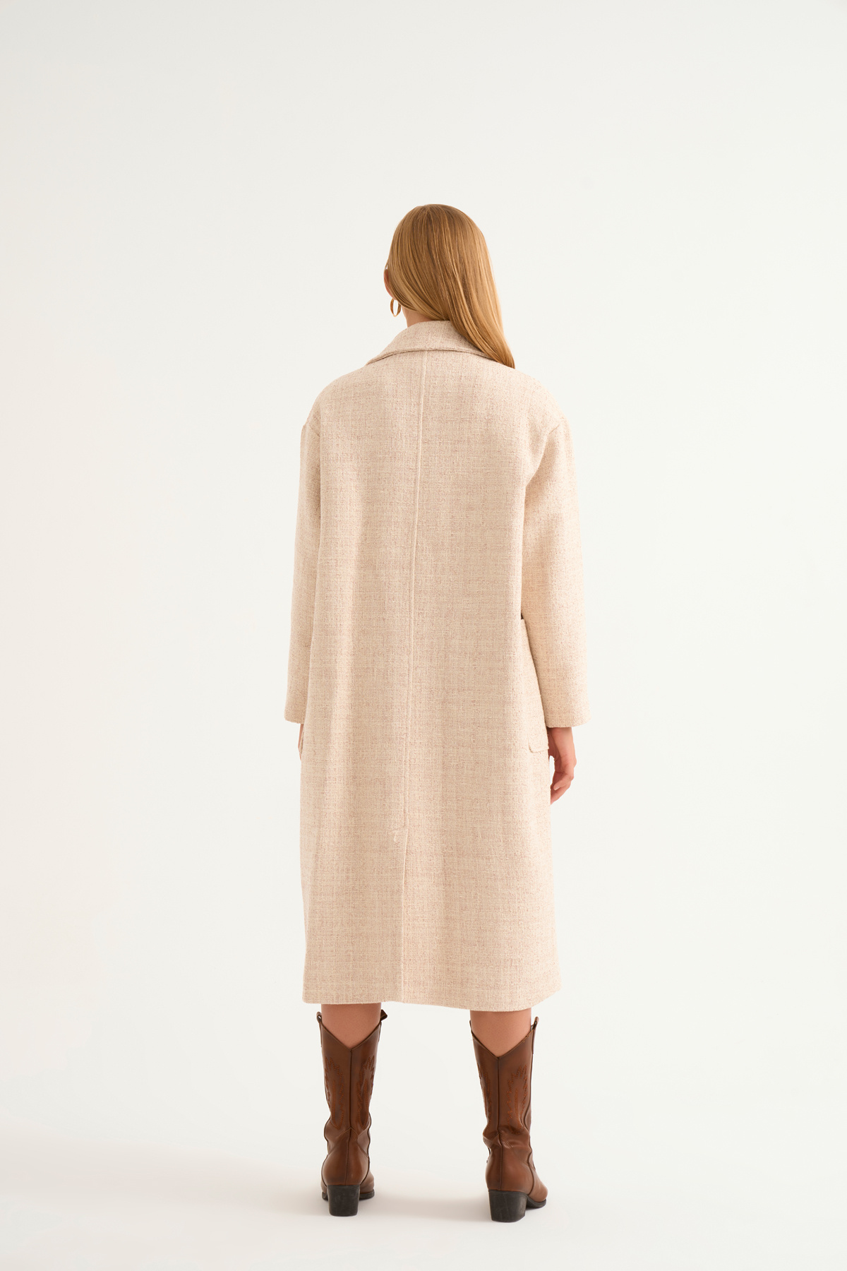 Cepli kırçıllı oversize kaban - PUDRA