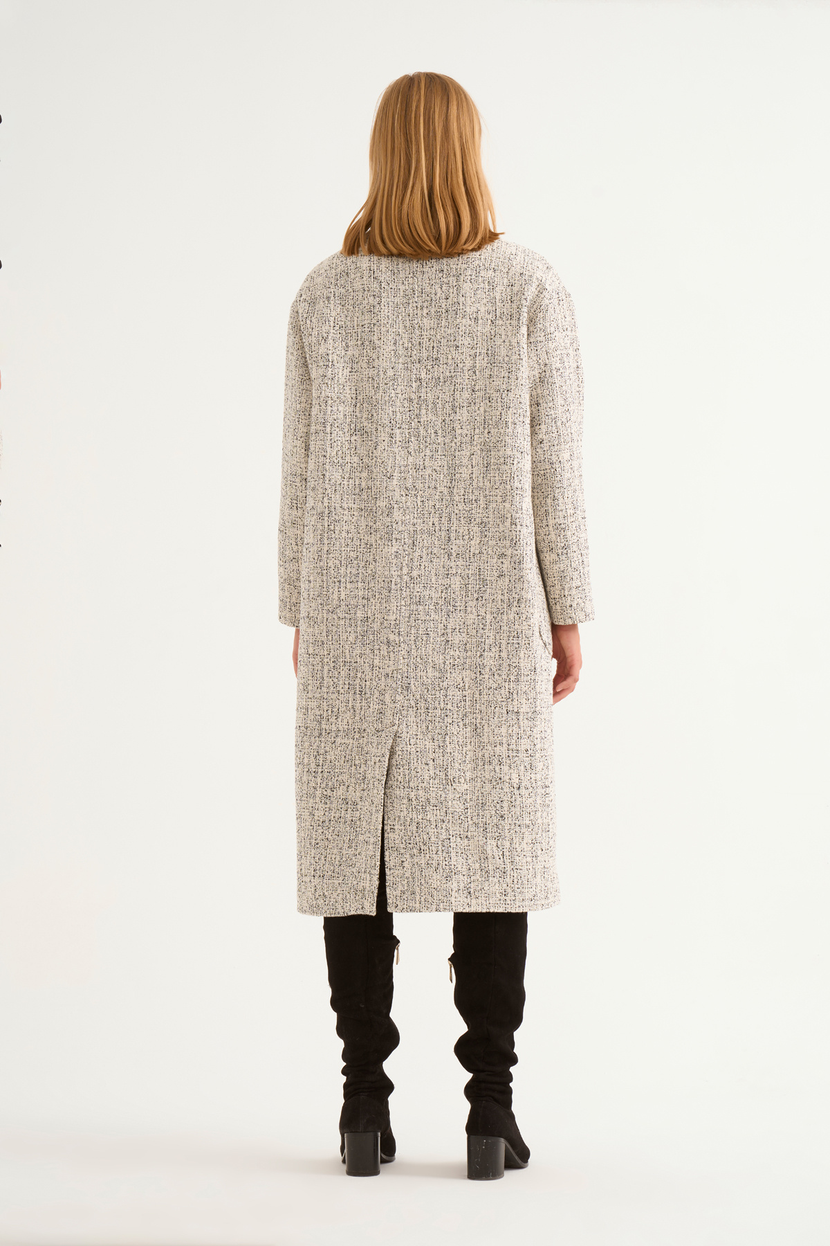 Cepli kırçıllı oversize kaban - SİYAH