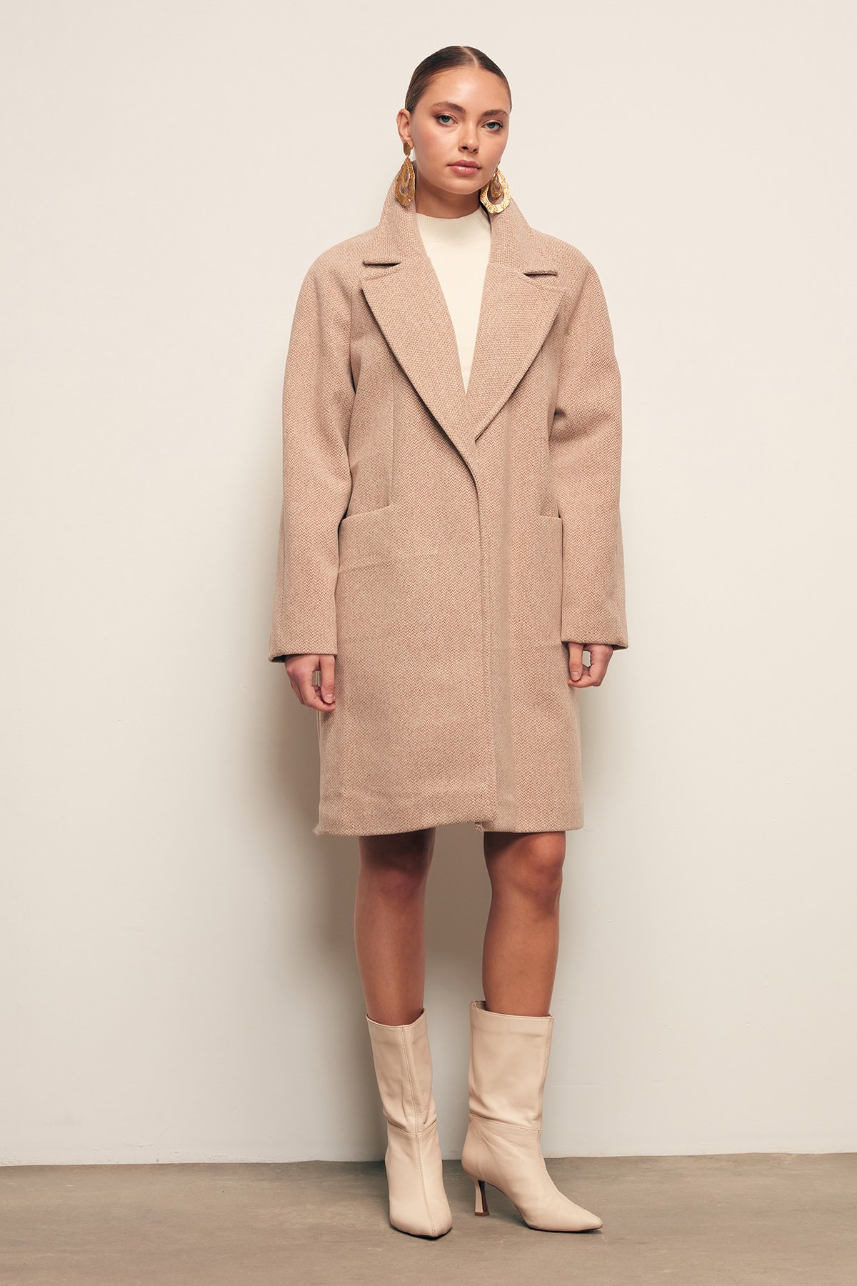 Pockets Short Coat - CAMEL