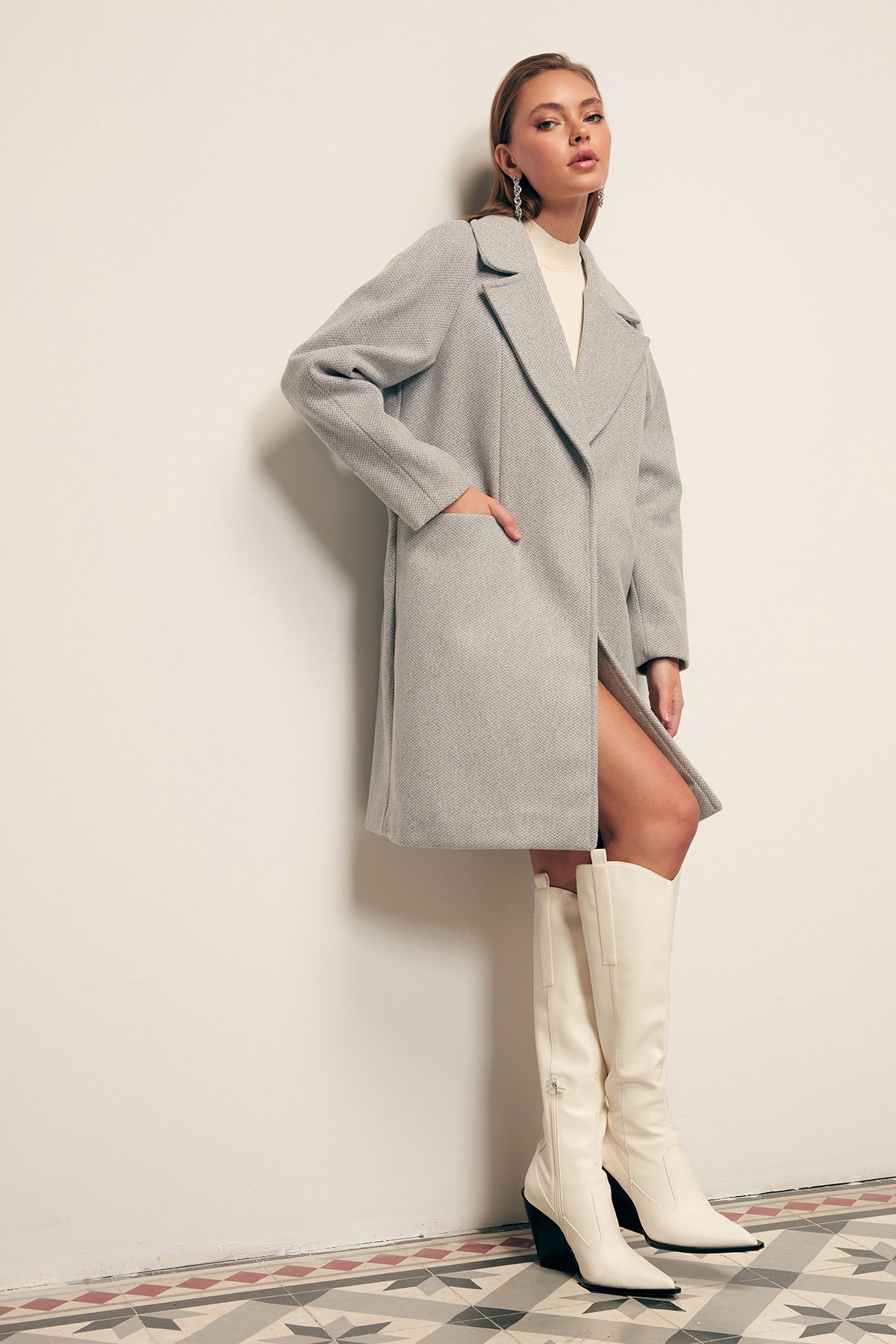 Cepli Kısa Kaban - GRİ