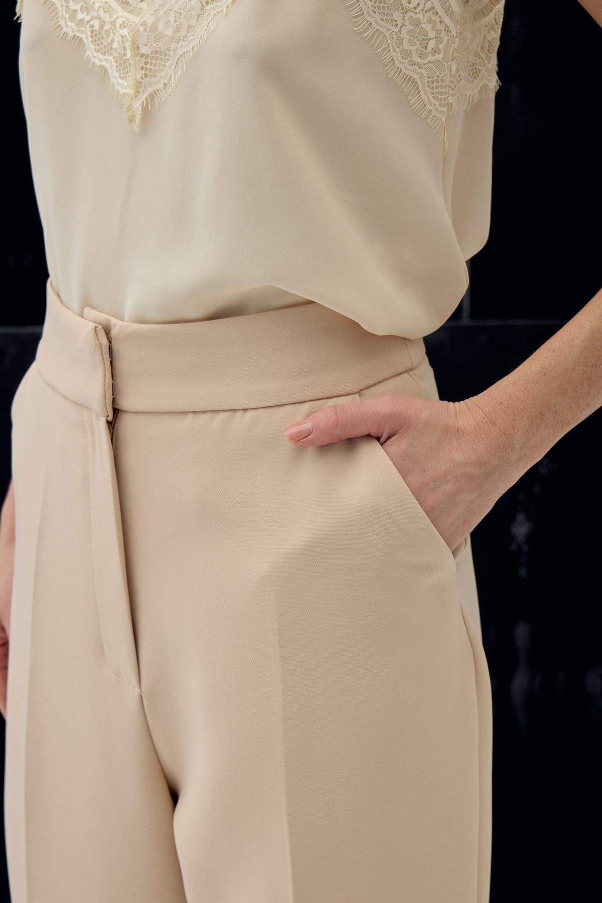 Cepli Klasik Pantolon - Bej