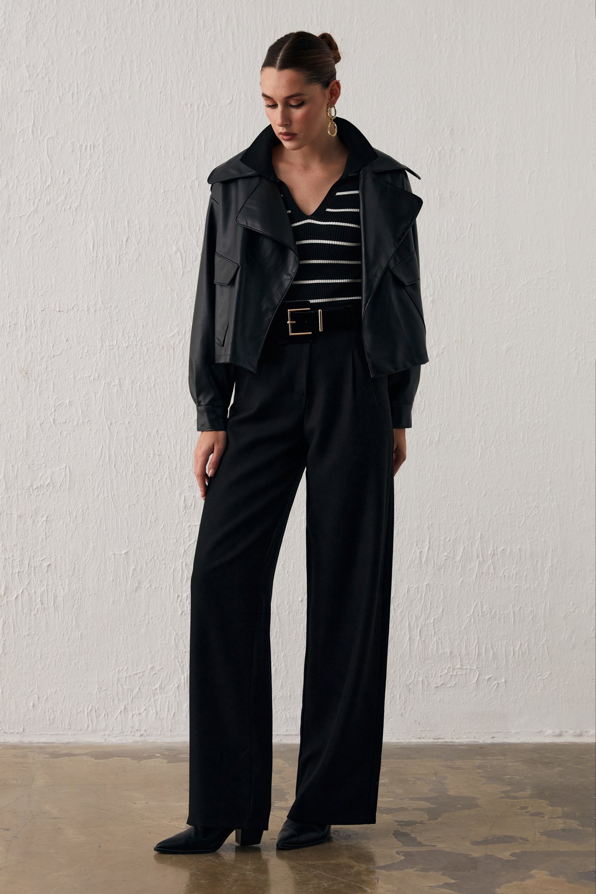 Cepli Palazzo Pantolon - SİYAH