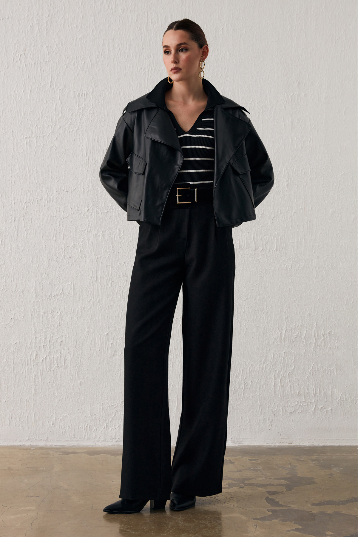 Cepli Palazzo Pantolon - SİYAH