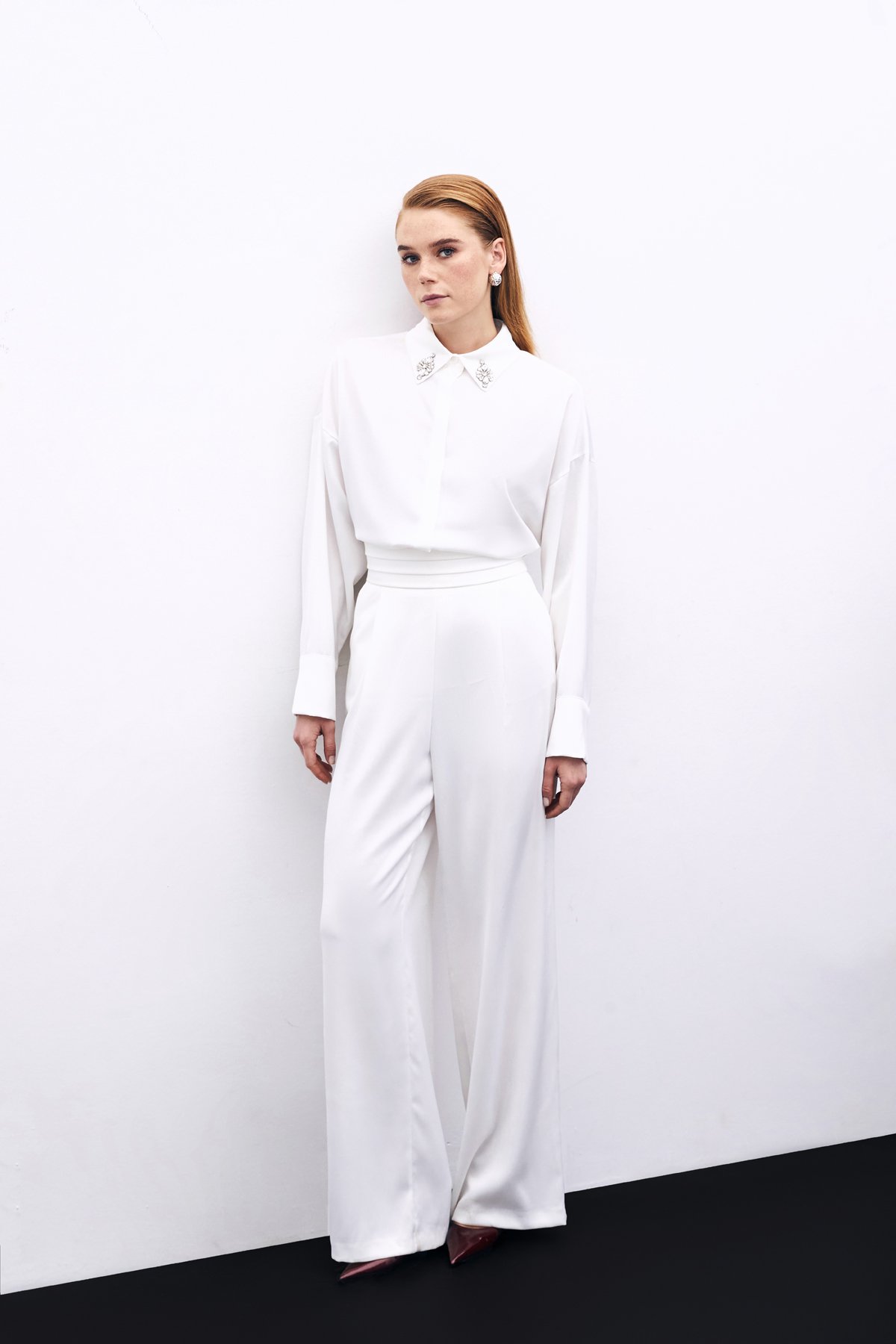 Cepli Salaş Saten Pantolon - Ekru