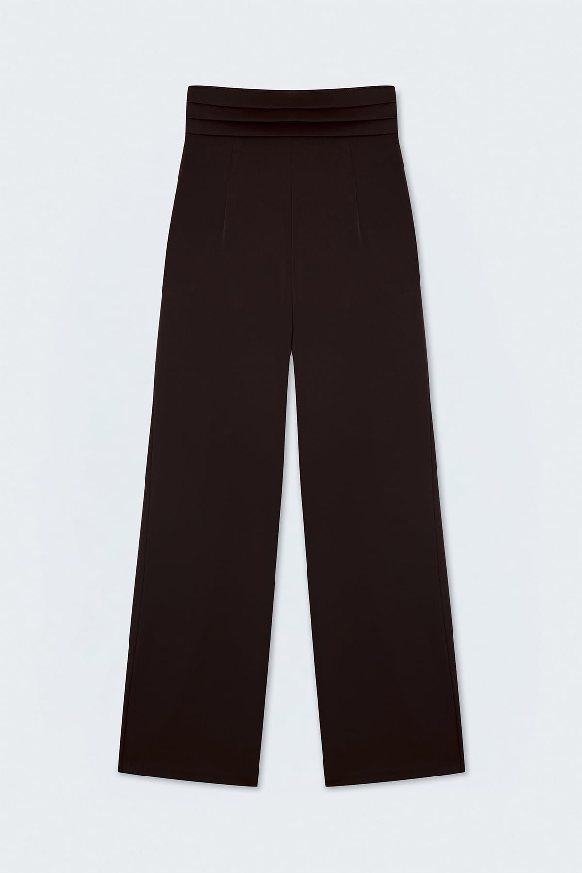 Pocketed Loose Satin Trousers - Brown