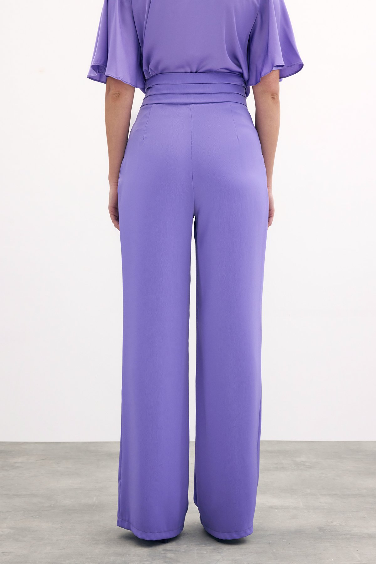 Cepli Salaş Saten Pantolon - Mor