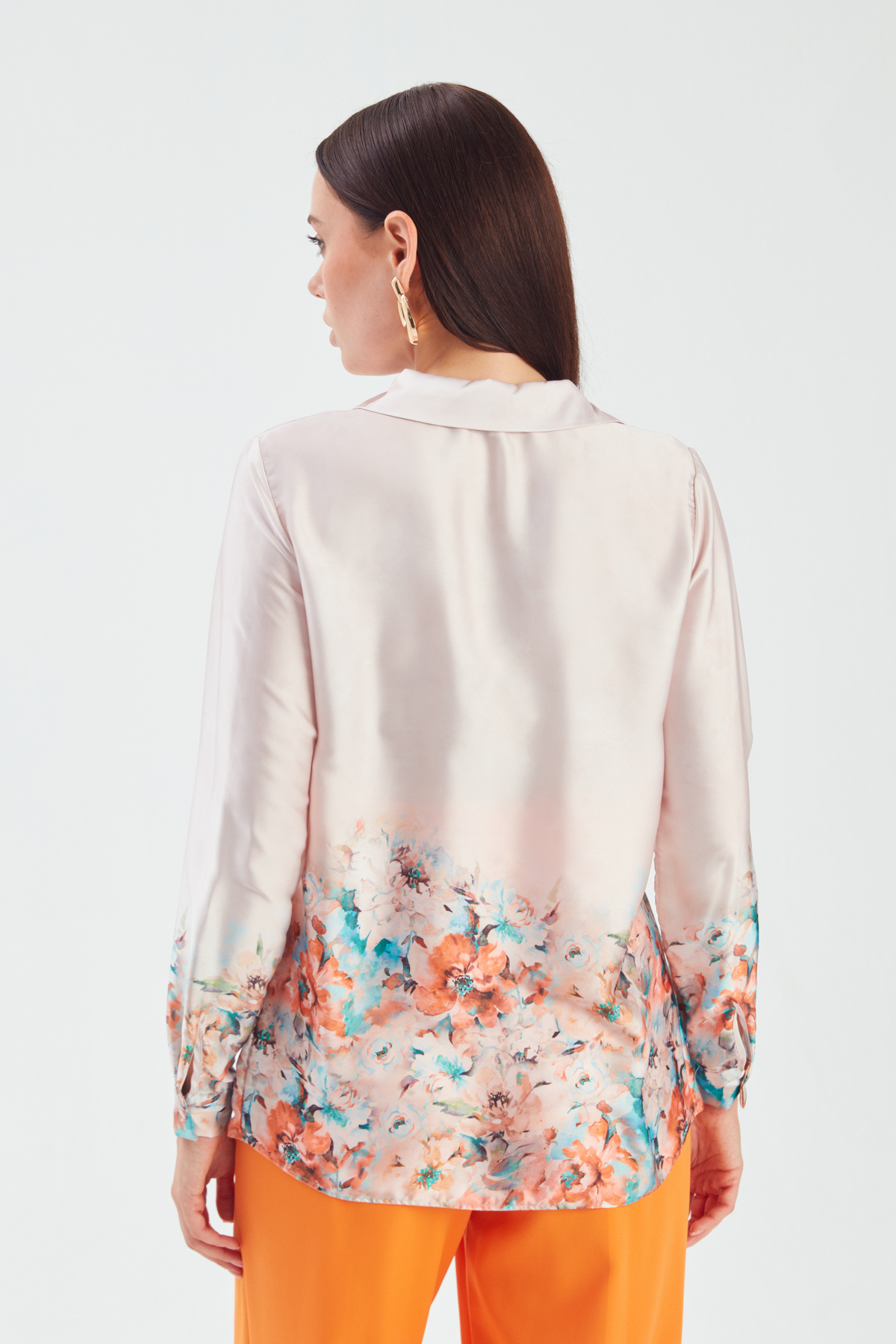 Çiçek Desenli Gömlek - BEJ