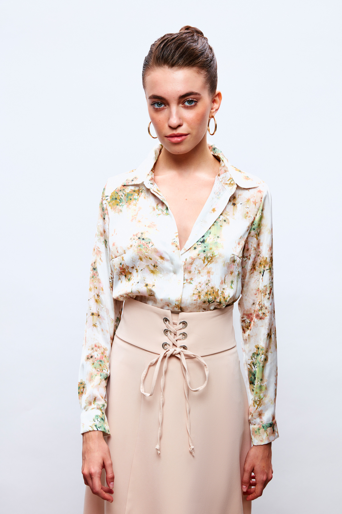 Çiçek Desenli Gömlek - ÇAĞLA YEŞİLİ