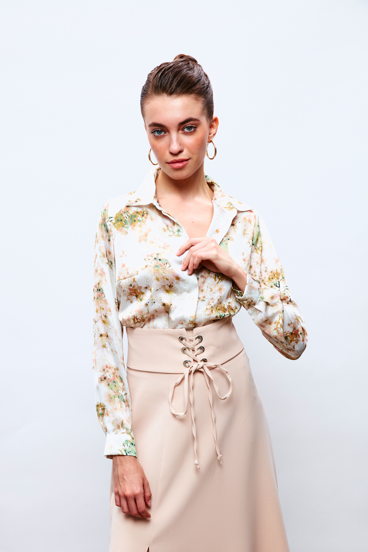 Çiçek Desenli Gömlek - ÇAĞLA YEŞİLİ