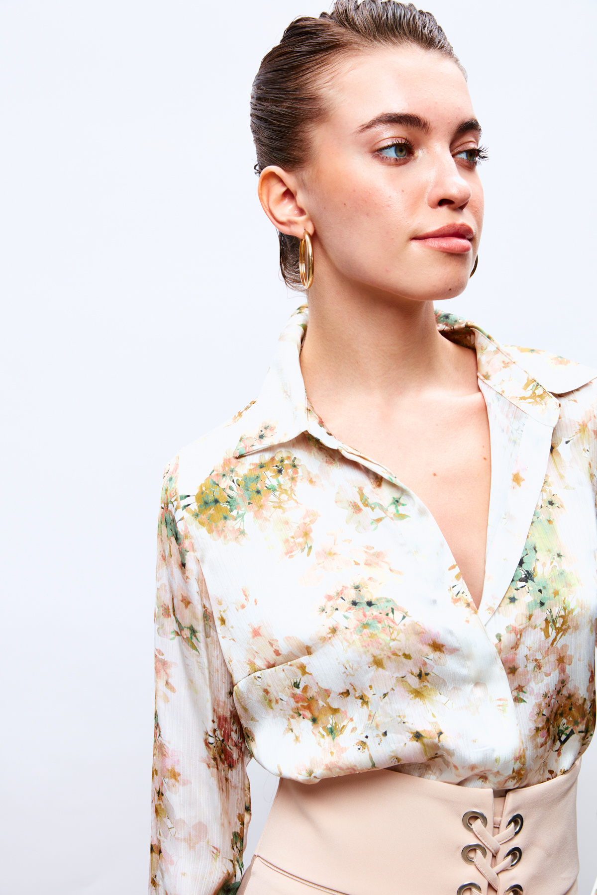 Çiçek Desenli Gömlek - ÇAĞLA YEŞİLİ