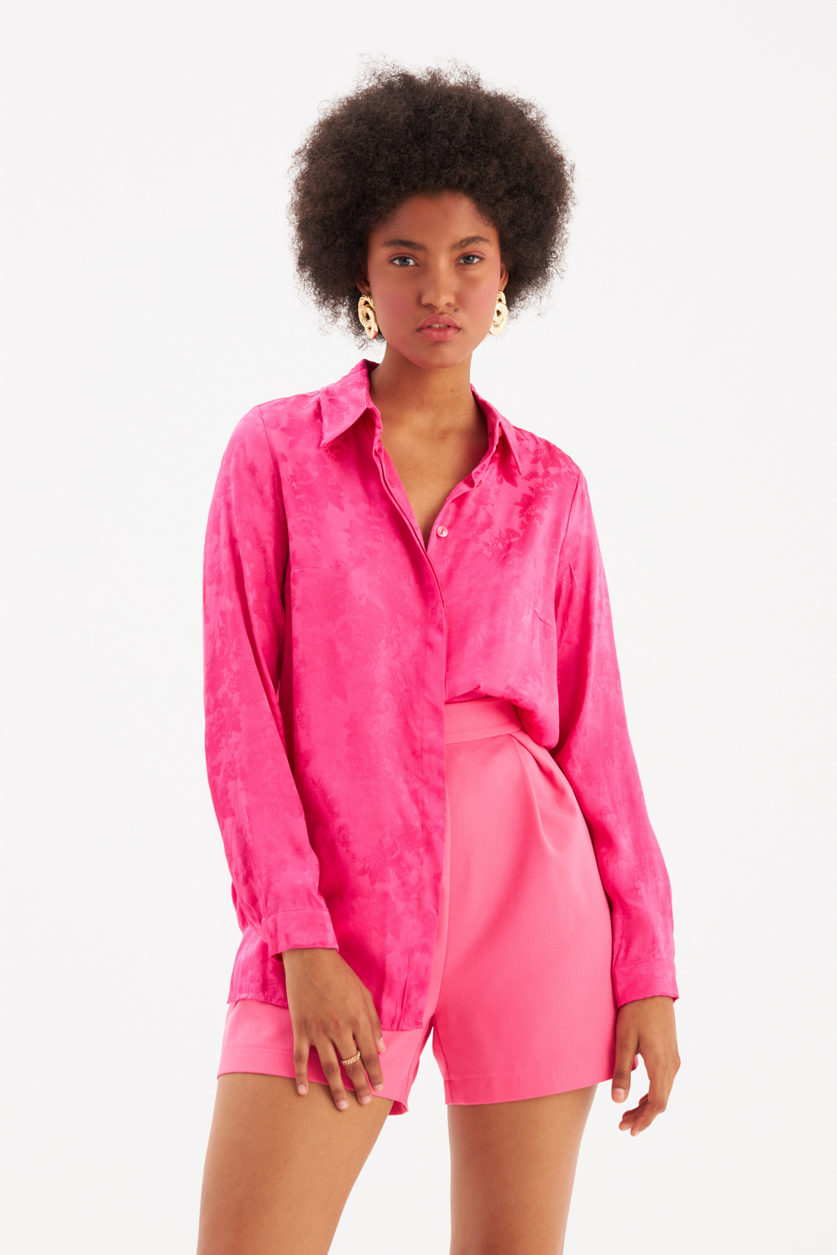 Floral Patterned Shirt - FuchsIa