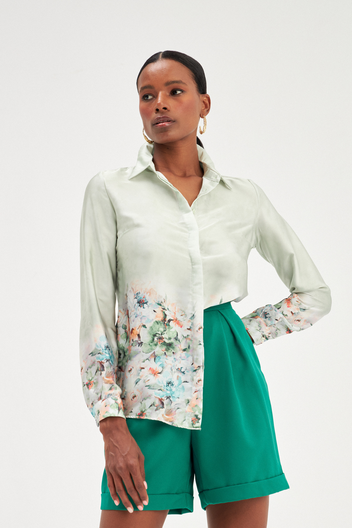 Floral Patterned Shirt - GREEN