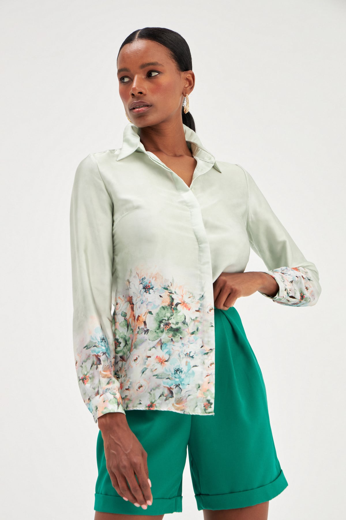 Floral Patterned Shirt - GREEN
