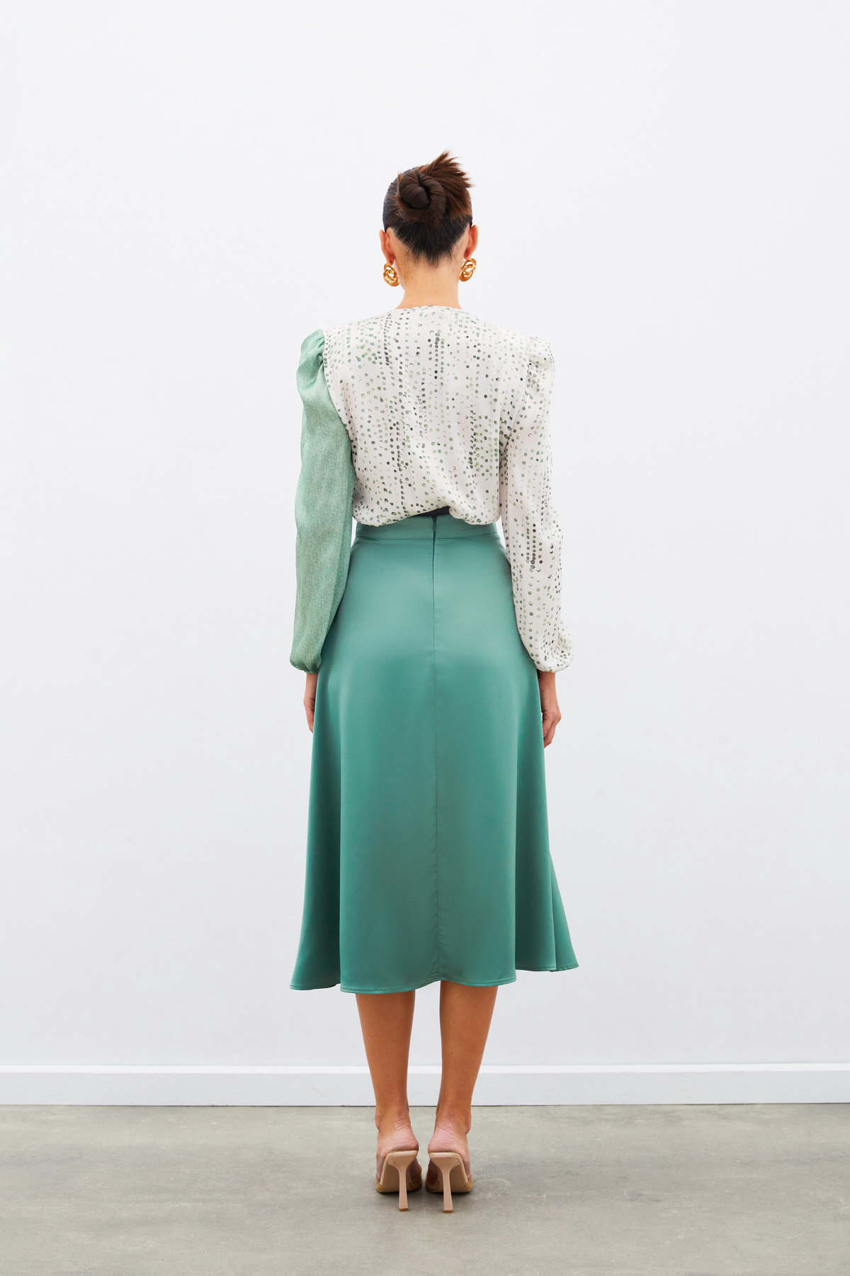 Çift Desenli Kruvaze Bluz - ÇAĞLA YEŞİLİ