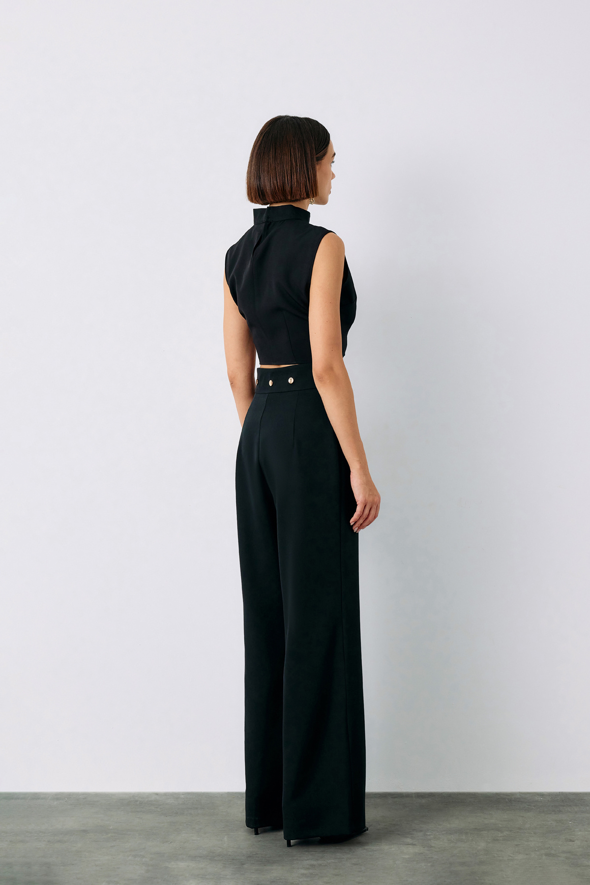 Çıt Çıt Detaylı Crop Bluz - SİYAH