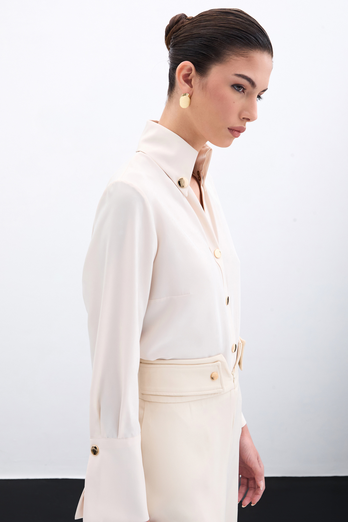 Çıt Çıt Detaylı Gömlek - Bej