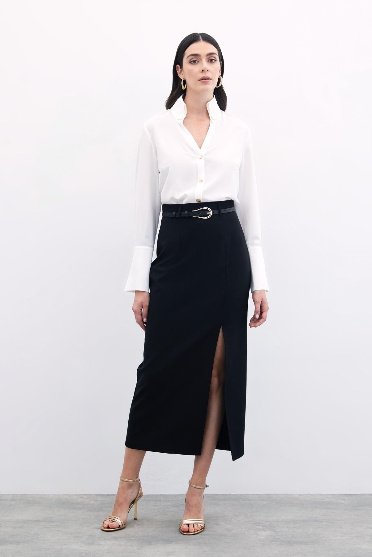 Çıt Çıt Detaylı Gömlek - Ekru