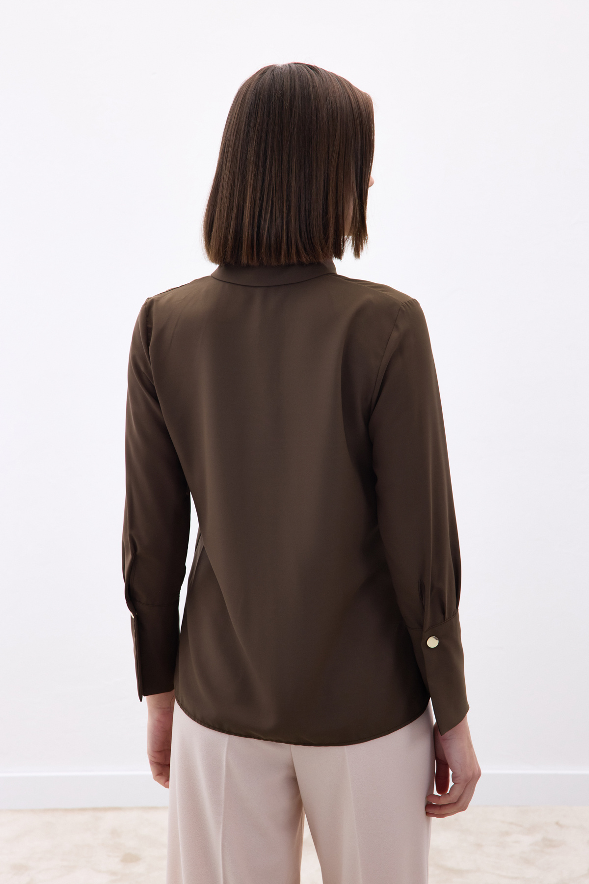 Snap Detail Shirt - Brown