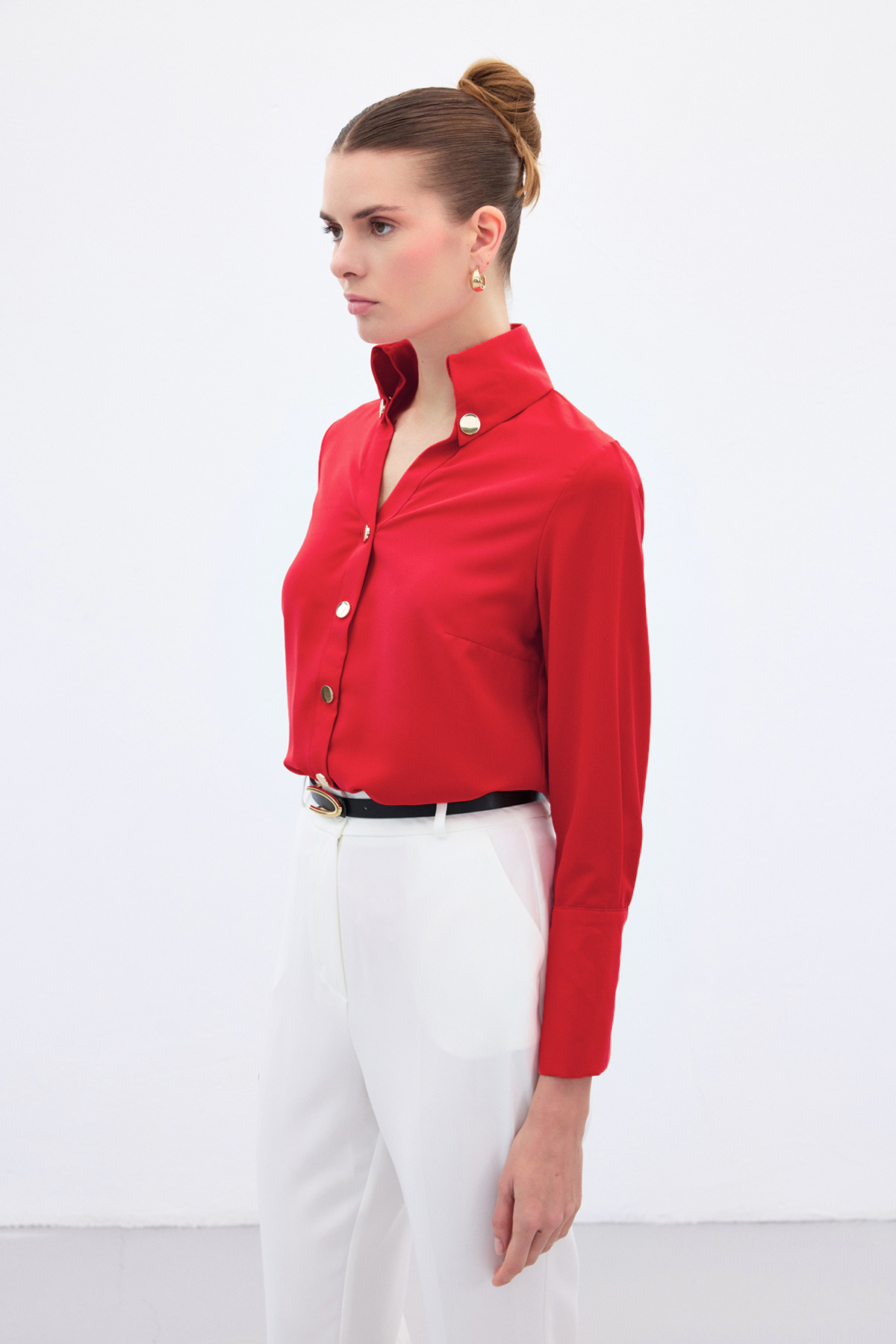 Snap Detail Shirt - Red