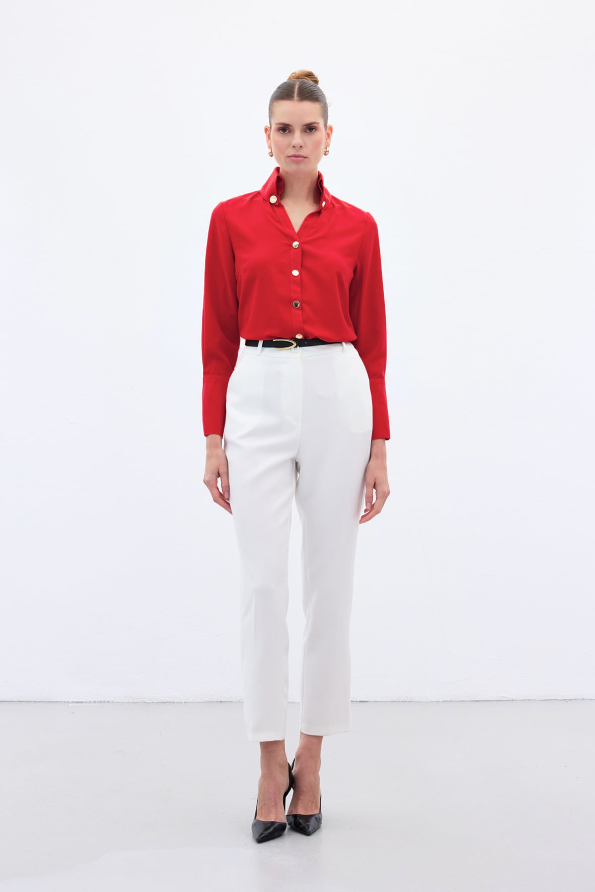 Snap Detail Shirt - Red