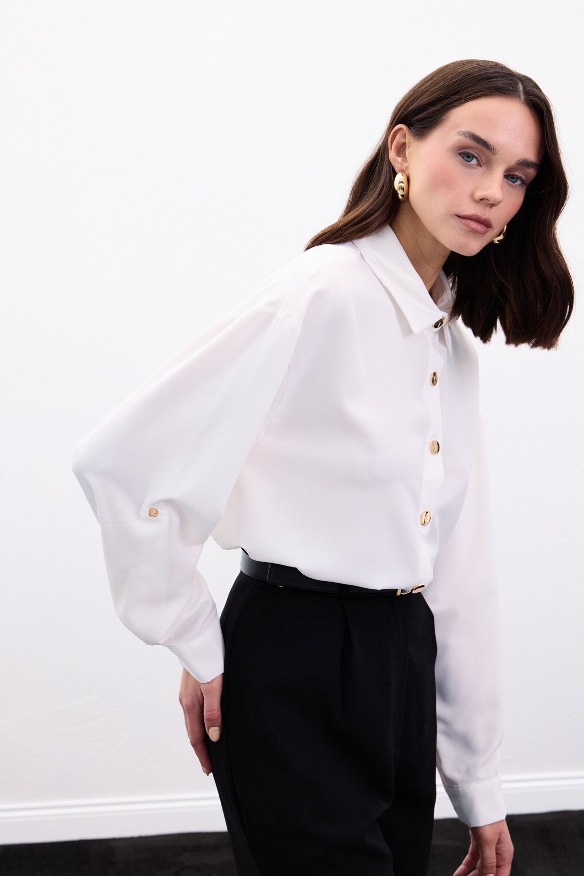 Çıtçıt Detaylı Gömlek - Ekru