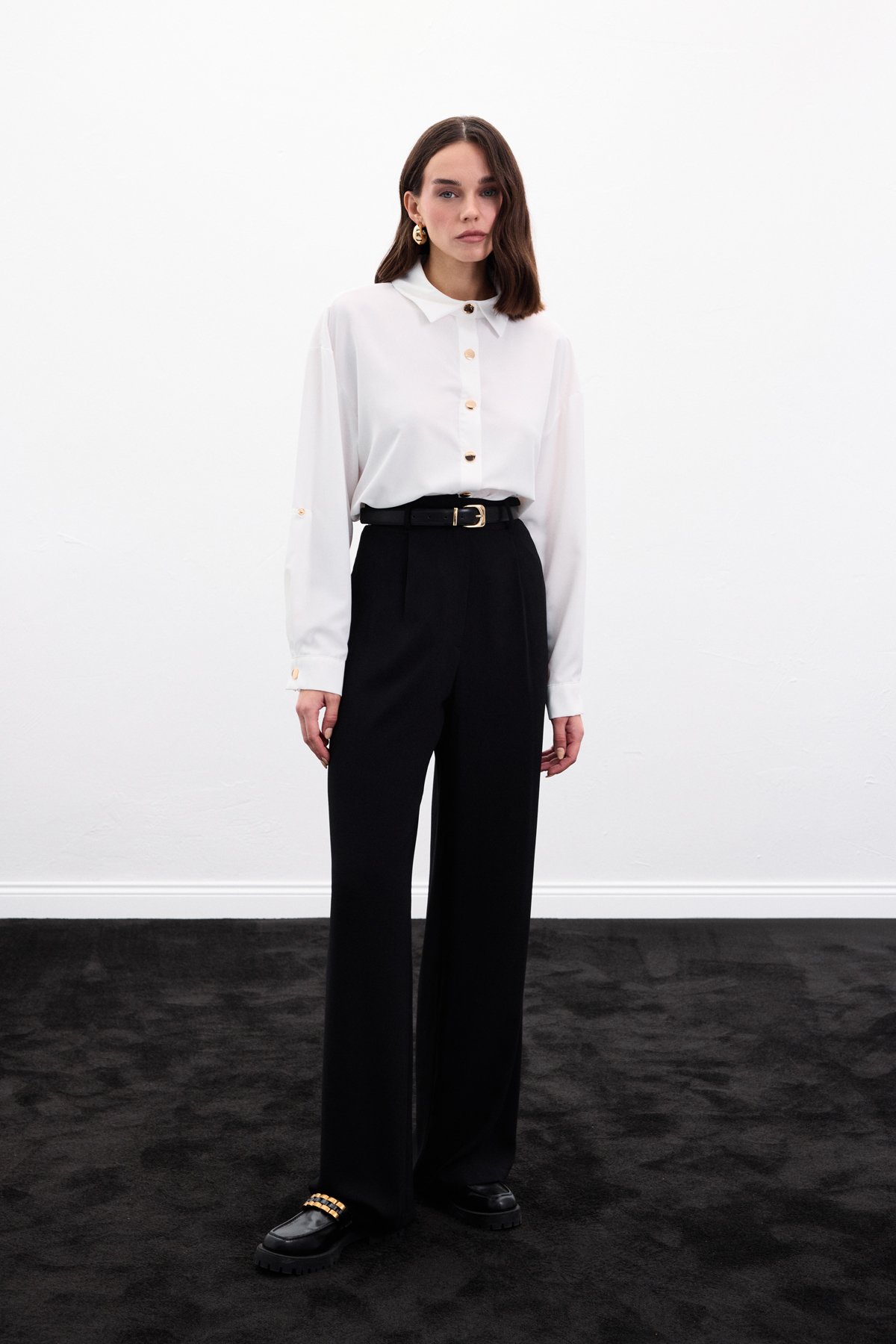 Çıtçıt Detaylı Gömlek - Ekru