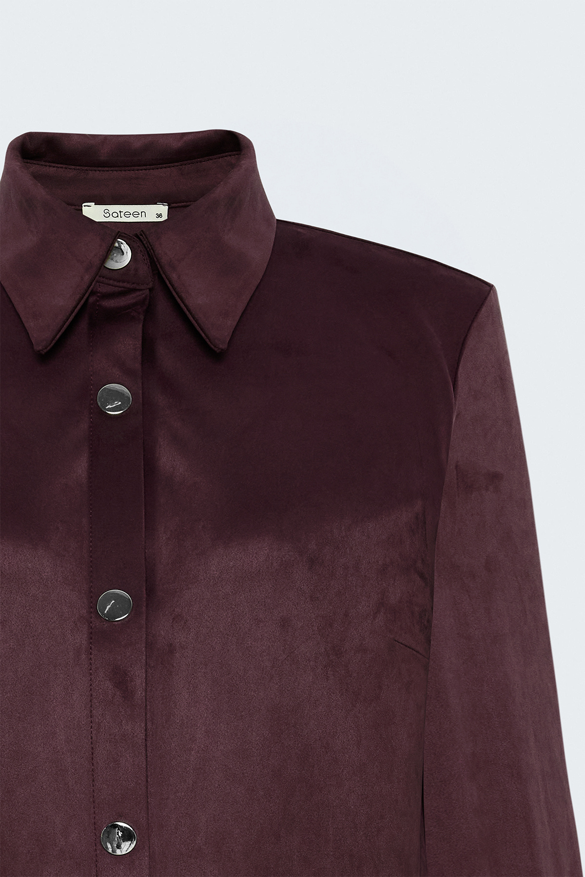 Çıtçıt Detaylı Süet Gömlek - Bordo