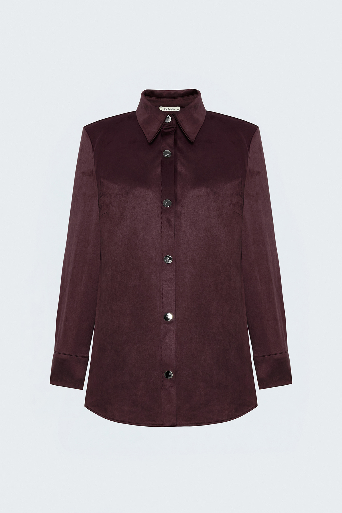 Çıtçıt Detaylı Süet Gömlek - Bordo
