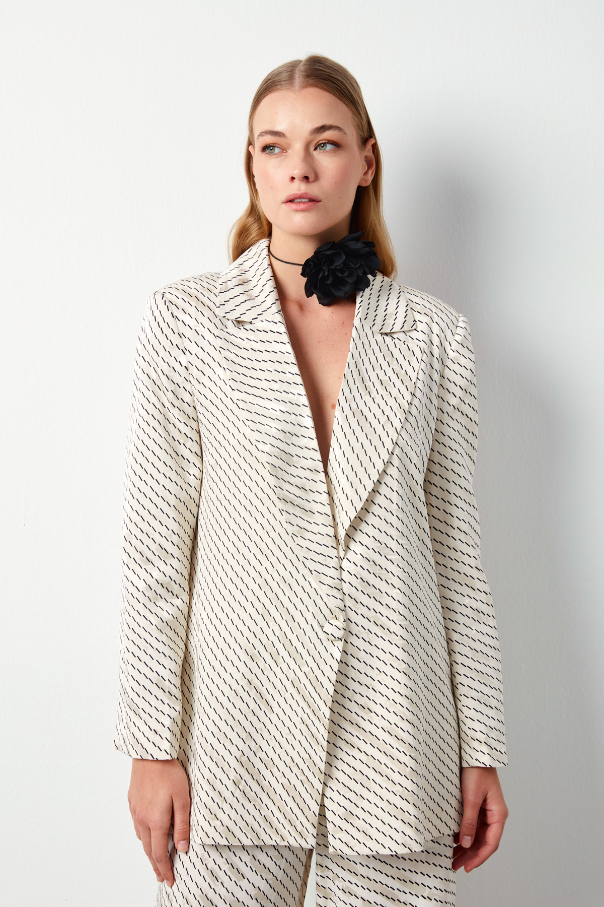 Çizgi Desenli Ceket - BEJ