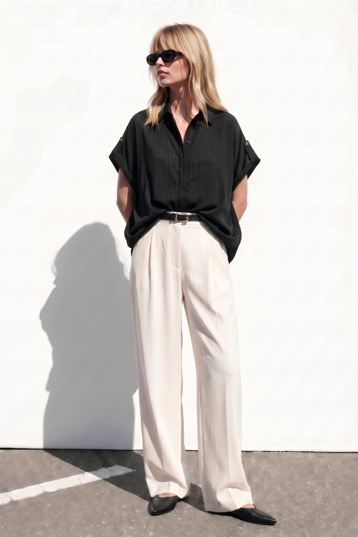 Striped Short-Sleeve Shirt - Black