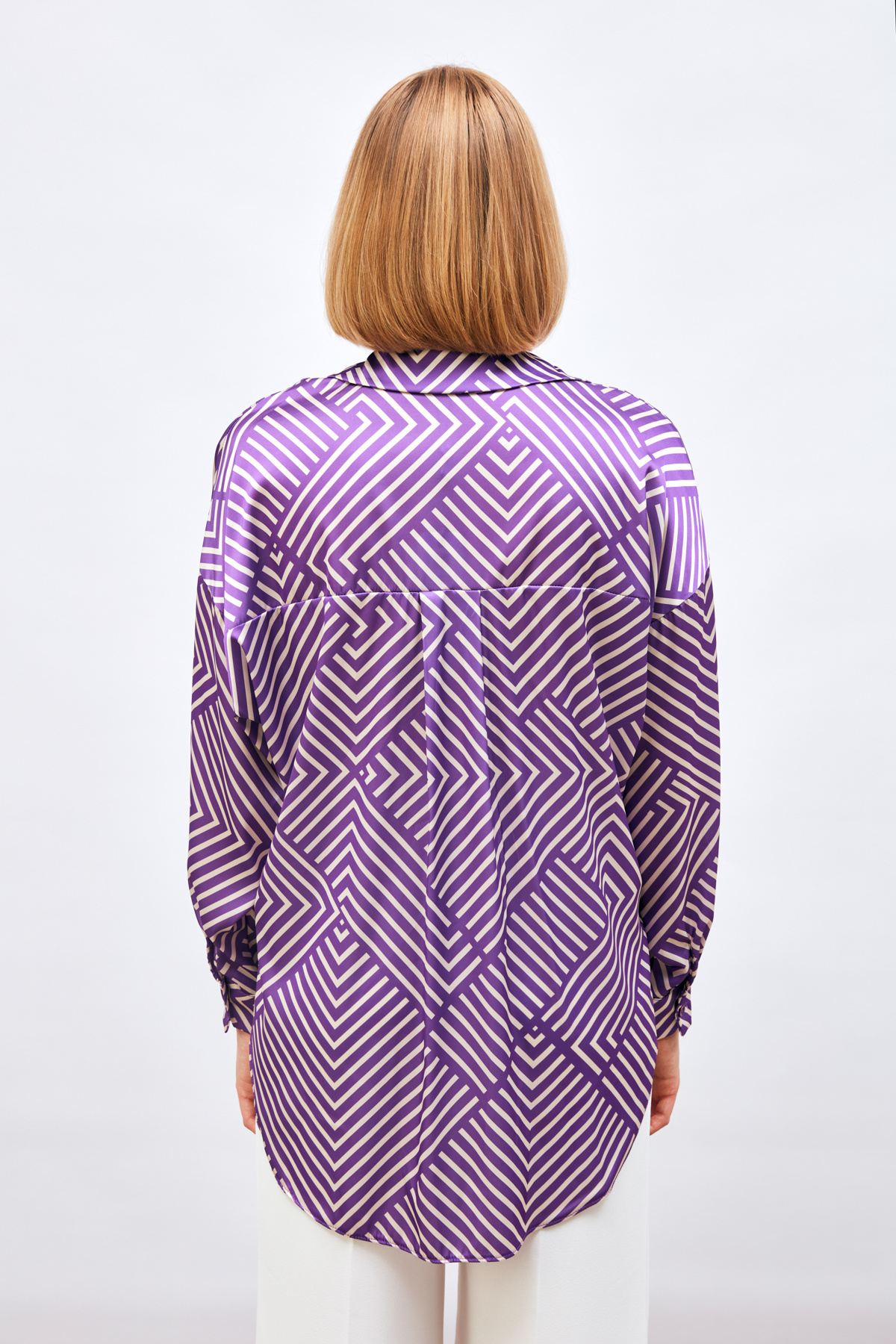 Çizgi Desenli Salaş Gömlek - MOR