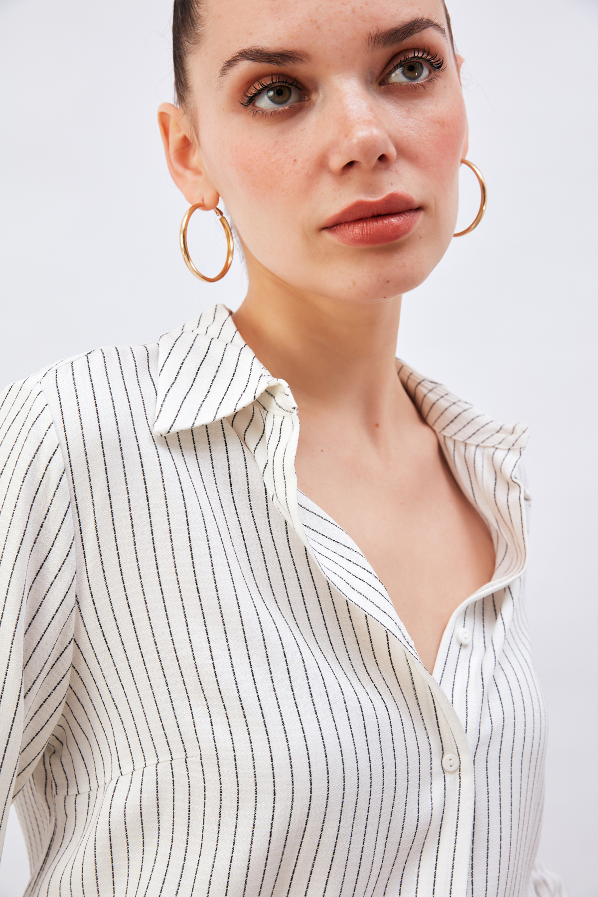 Line Pattern Long Shirt - ECRU