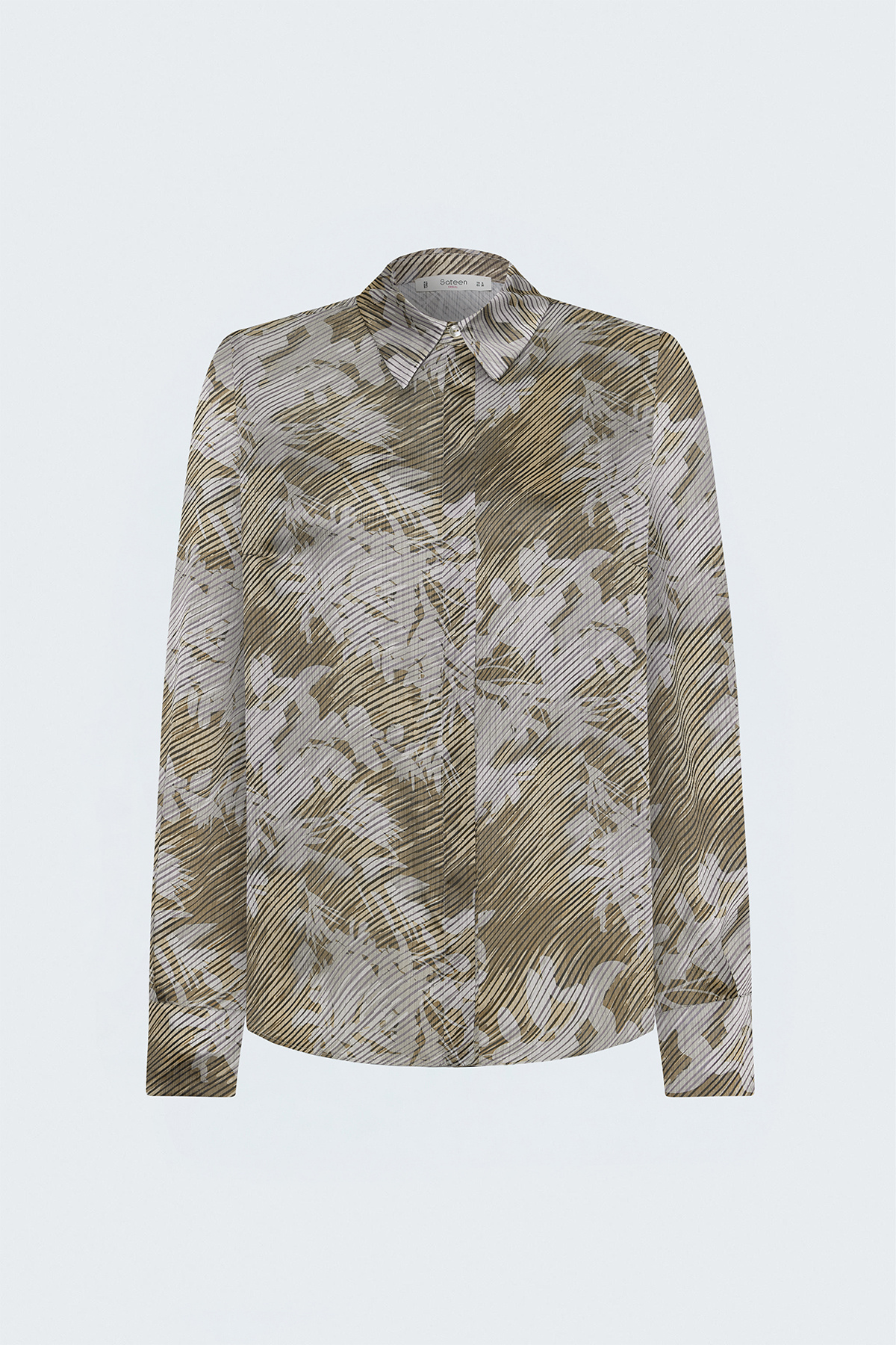 Striped Floral Shirt - Beıge